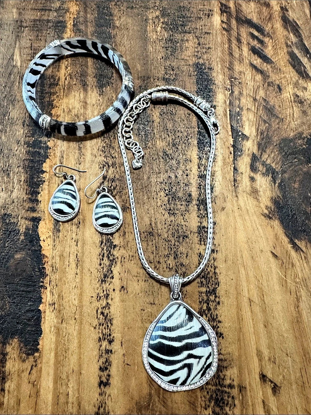 Brighton Black & White Animal Print Jewelry Set